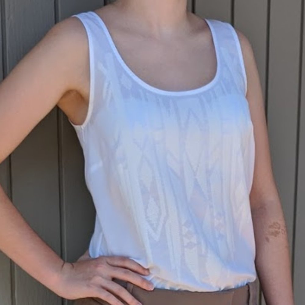 H&M White Sequin Aztec Tank Top, Sz. US 4